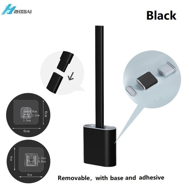 Silicone Bristles Toilet Brush and Holder for Bathroom Storage and Organization Compact Wall Hang Cleaning Kit WC Accessories