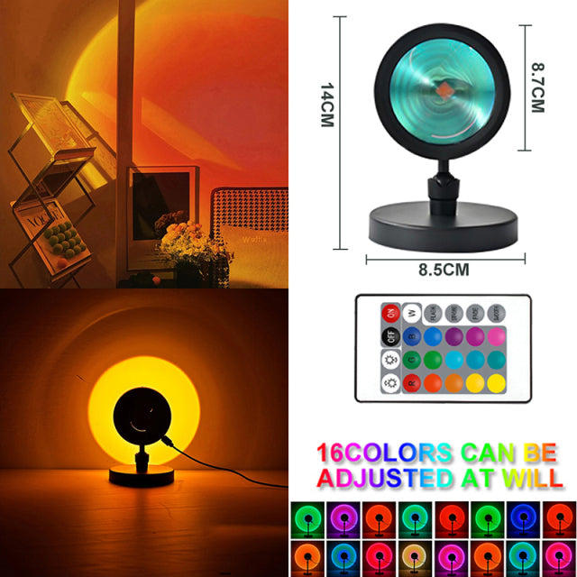 Night Lights Sunset Rainbow Projector Usb Bedside Table Lamp Valentines Day Gift Lamps Bedroom Bar Coffee LED Atmosphere Light