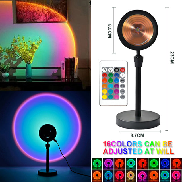 Night Lights Sunset Rainbow Projector Usb Bedside Table Lamp Valentines Day Gift Lamps Bedroom Bar Coffee LED Atmosphere Light
