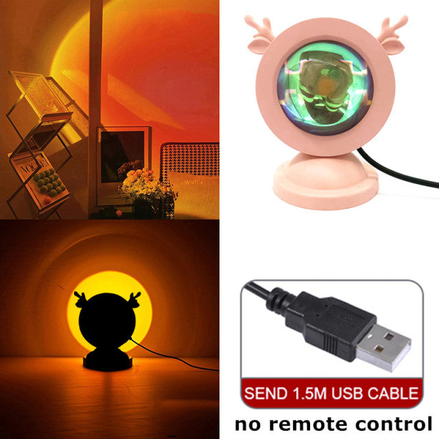 Night Lights Sunset Rainbow Projector Usb Bedside Table Lamp Valentines Day Gift Lamps Bedroom Bar Coffee LED Atmosphere Light