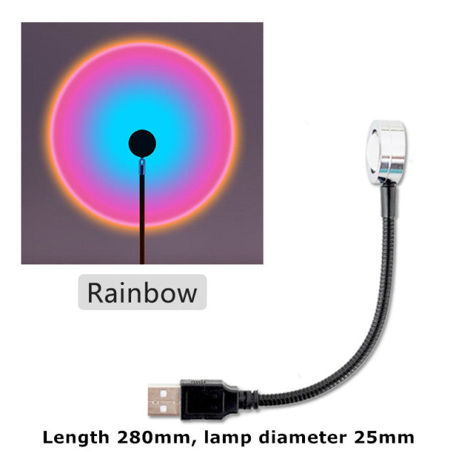 Night Lights Sunset Rainbow Projector Usb Bedside Table Lamp Valentines Day Gift Lamps Bedroom Bar Coffee LED Atmosphere Light