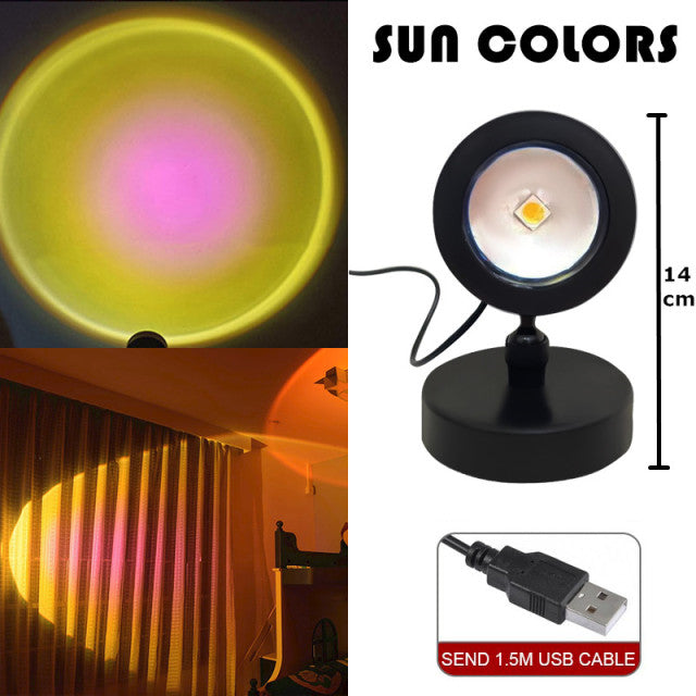 Night Lights Sunset Rainbow Projector Usb Bedside Table Lamp Valentines Day Gift Lamps Bedroom Bar Coffee LED Atmosphere Light