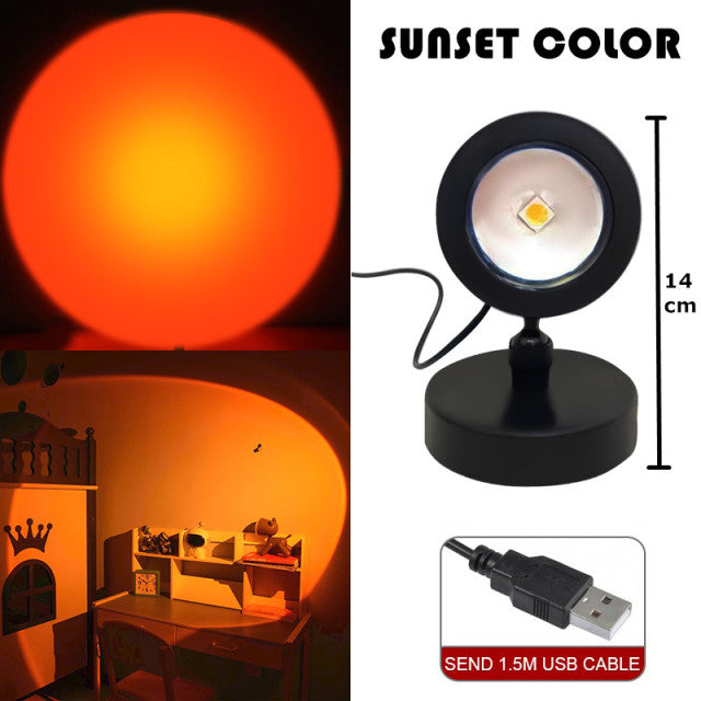 Night Lights Sunset Rainbow Projector Usb Bedside Table Lamp Valentines Day Gift Lamps Bedroom Bar Coffee LED Atmosphere Light