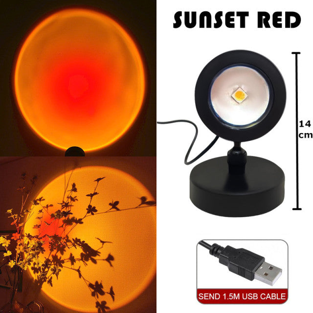 Night Lights Sunset Rainbow Projector Usb Bedside Table Lamp Valentines Day Gift Lamps Bedroom Bar Coffee LED Atmosphere Light