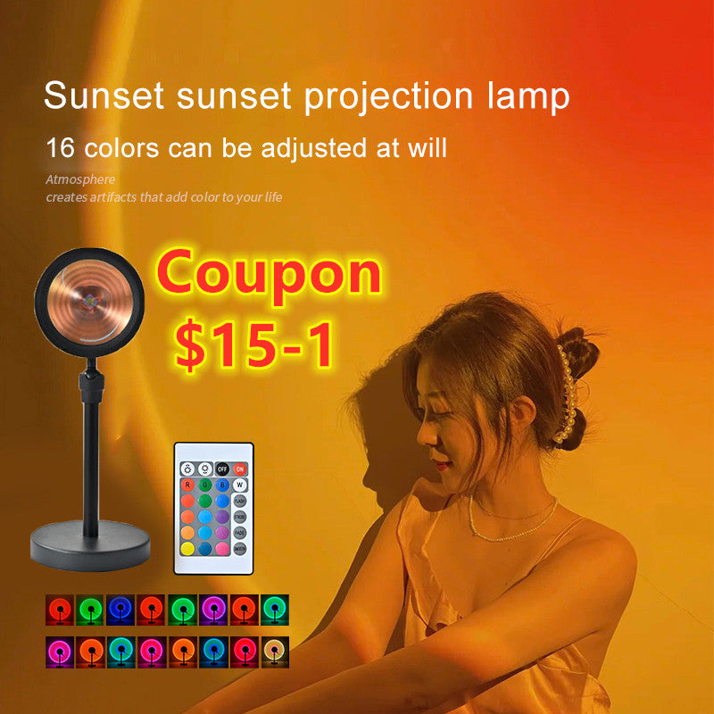 Night Lights Sunset Rainbow Projector Usb Bedside Table Lamp Valentines Day Gift Lamps Bedroom Bar Coffee LED Atmosphere Light
