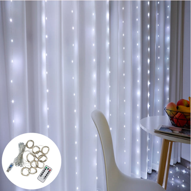 3M LED Curtain Fairy Lights Remote Control USB String Lights Christmas Decoration For Home Bedroom Wedding Party Holiday Lights