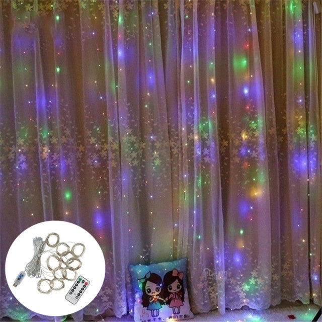 3M LED Curtain Fairy Lights Remote Control USB String Lights Christmas Decoration For Home Bedroom Wedding Party Holiday Lights